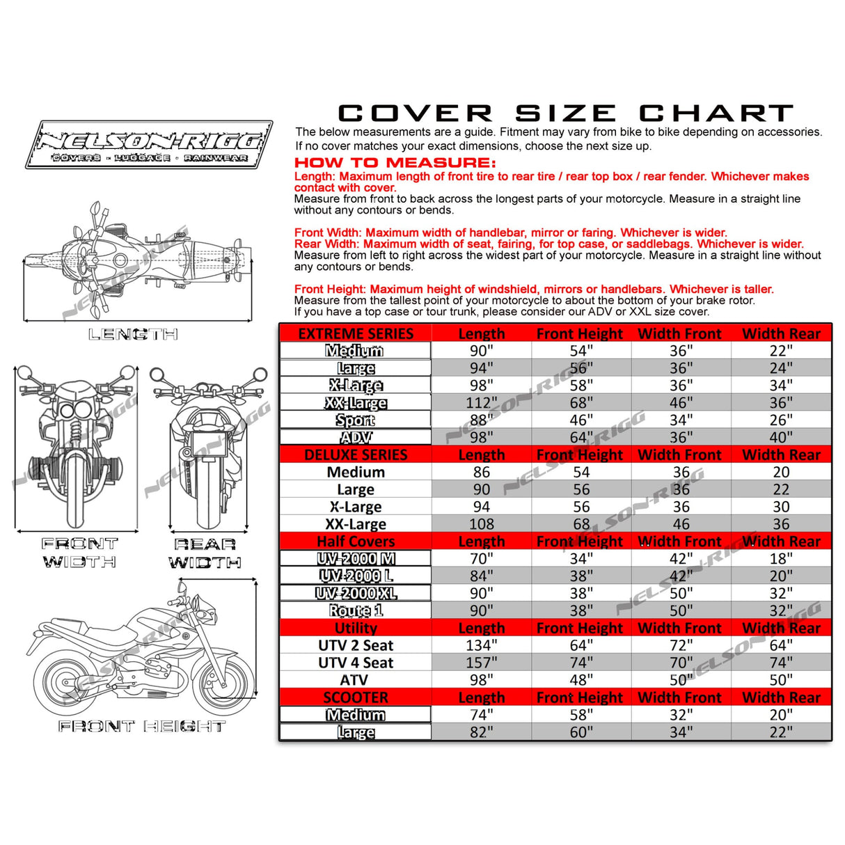 NELSON RIGG UV2000M UV-2000-02-MD UV2000 Motorcycle Half Cover UV Cover - Medium