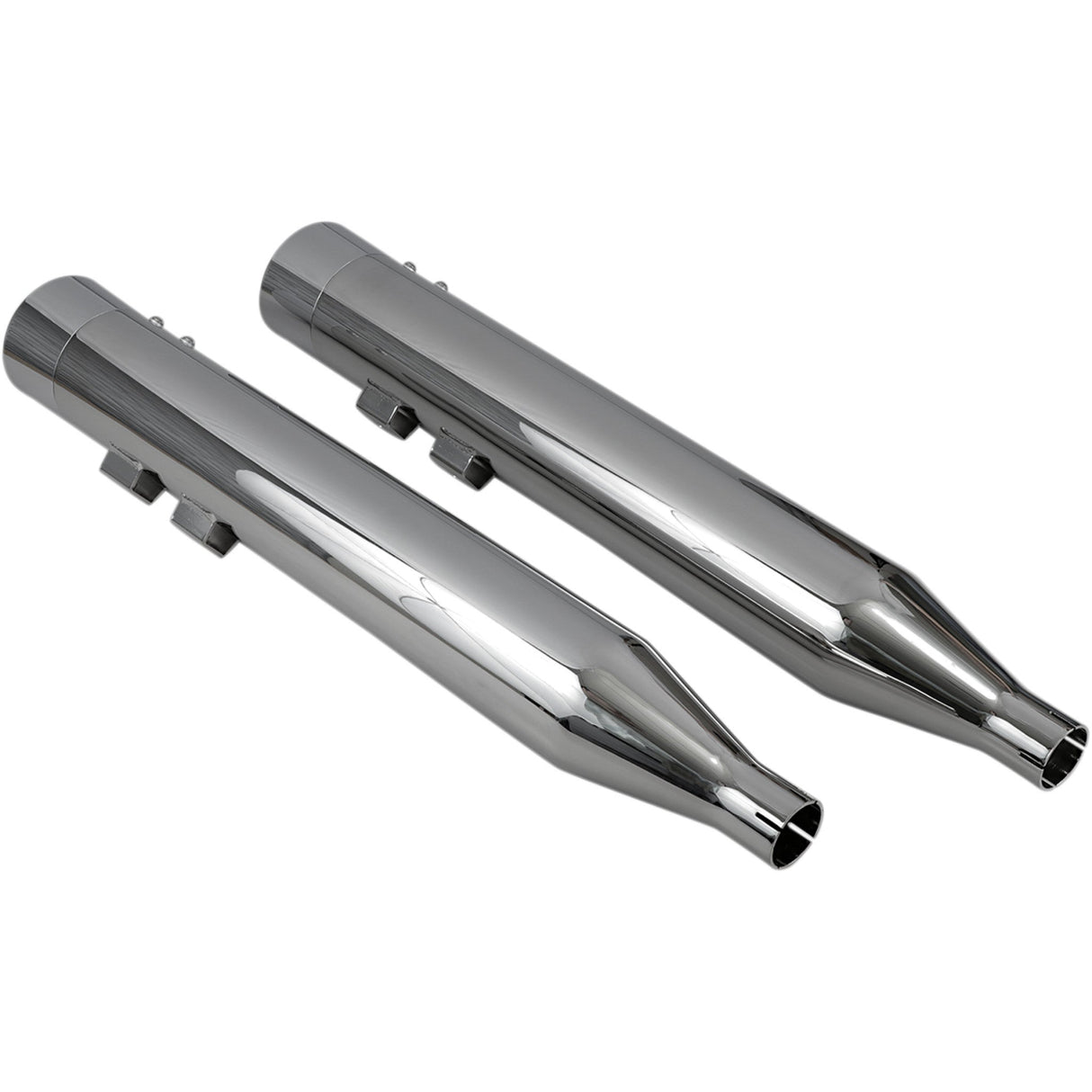 Bassani Xhaust DNT Straight Can Slip-On Mufflers Chrome - 1F7DNT6 For Harley Touring 1995-2016
