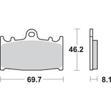 SBS 1722-0695 631HS HS Street Excel Sintered Front Brake Pads HS Brake Pads - Vulcan - 631HS