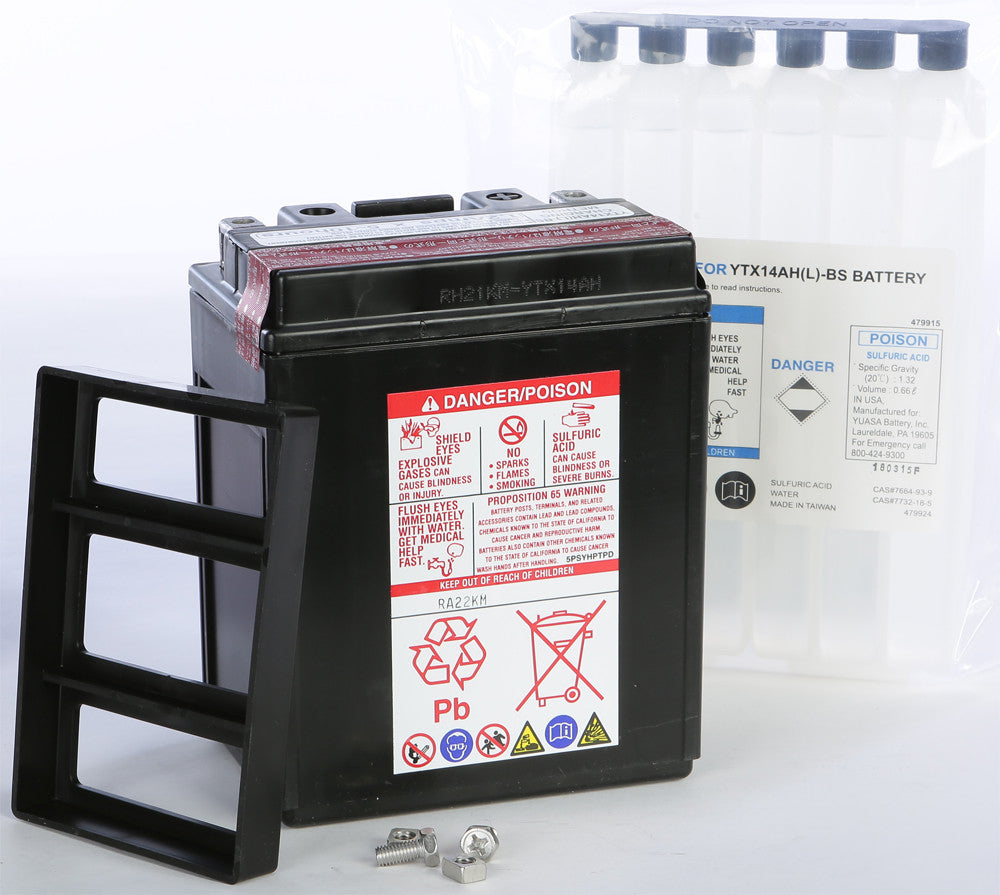 Yuasa Battery YTX14AH-BS Maintenance Free - YUAM62H4A For Indian Scout 2015-2020 | Victory Octane 2017