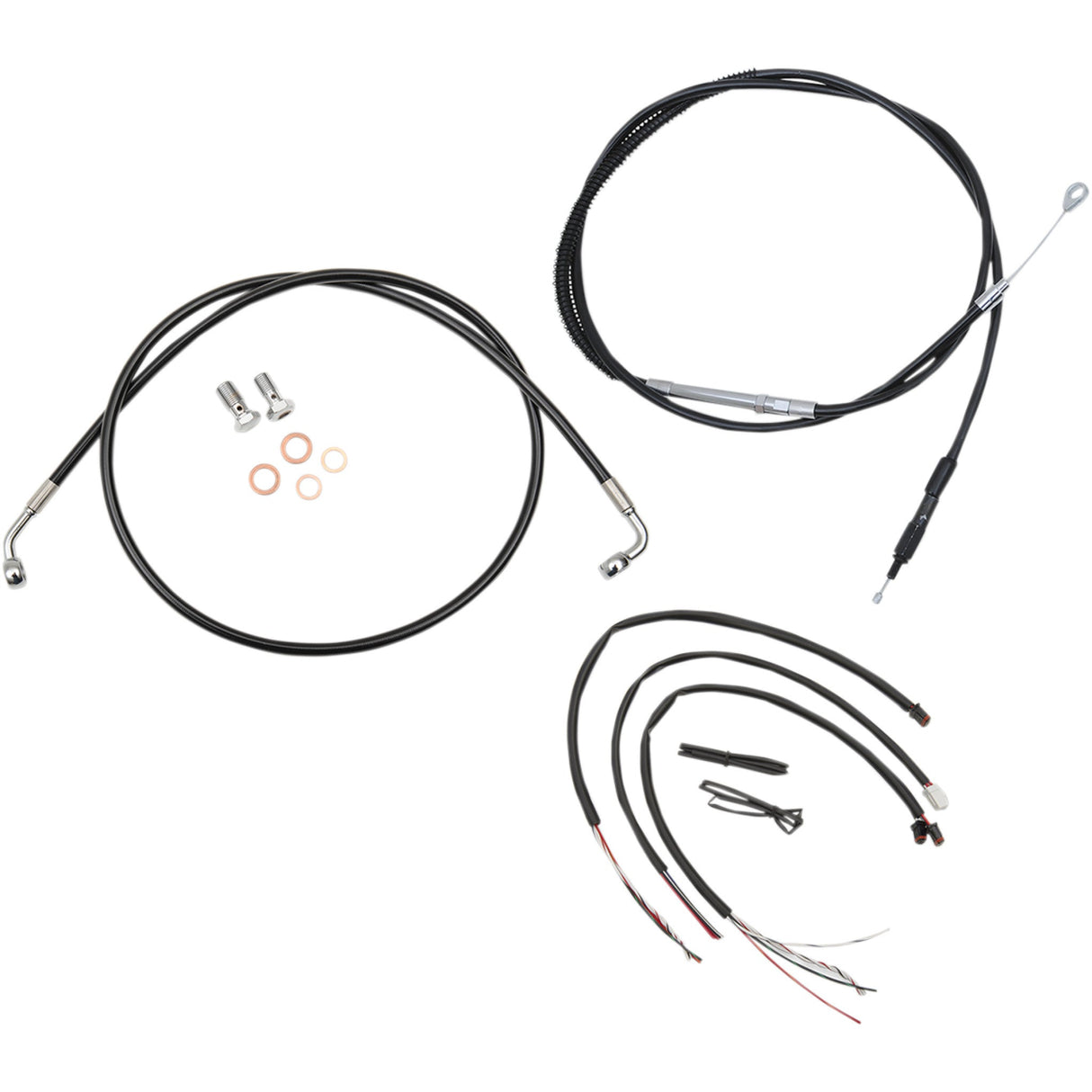 LA Choppers Complete Black Vinyl Braided Handlebar Cable Brake Line Kit 15"-17" Handlebars - LA-8153KT2-16B For Harley Softail 2018-2022
