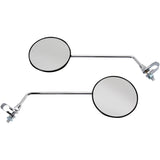 Emgo Universal Clamp-On Mirror — Round Side View Round 9" Stem Black Head Chrome Stem Tinted Glass Pair Universal