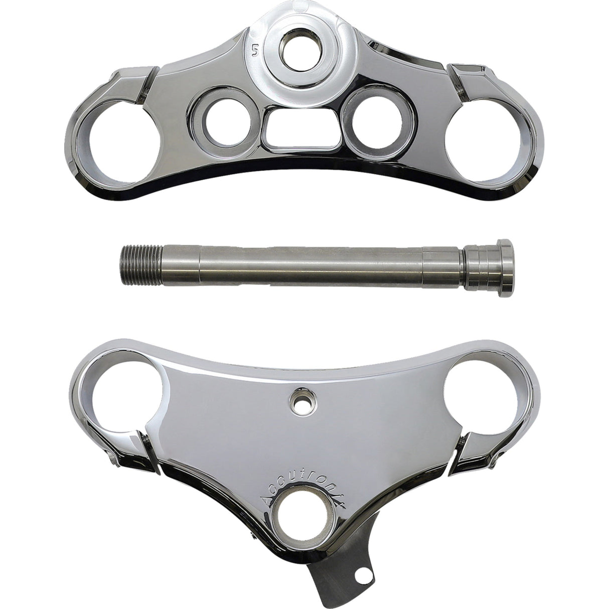 Accutronix Elite 49 Triple Tree 49 Mm Chrome 5° Rake - TMD549-ESC For Harley Dyna 2006-2017