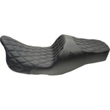 Slyfox Chariot Seat Black Double Diamond Stitch Black Logo FLH FLT - 4729C For Harley Touring 2023-2026
