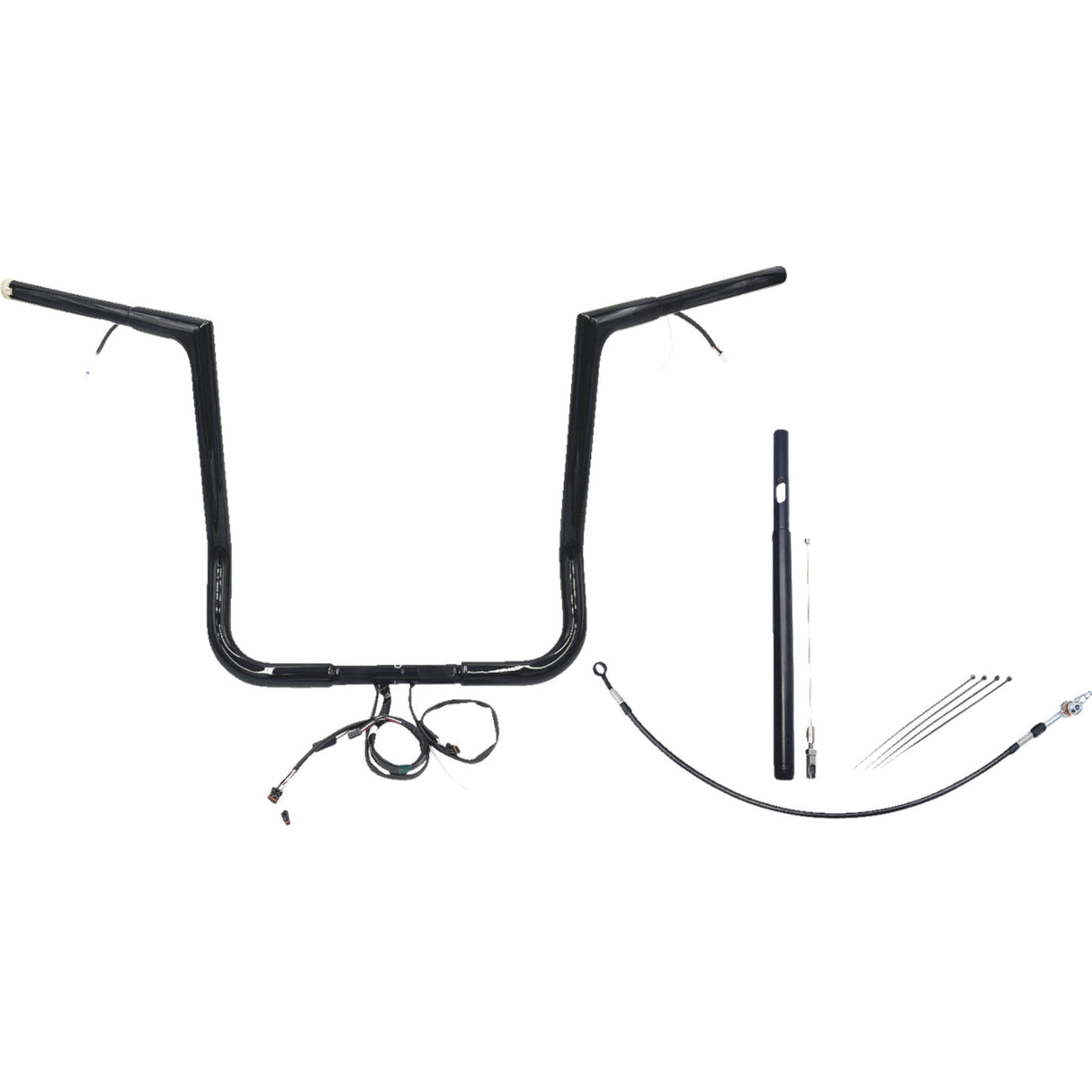 FAT Baggers INC. EZ Install Wired 1-1/4" Flat Top Handlebar Kit 16" Black - 712016-B For Harley Touring 2021-2022