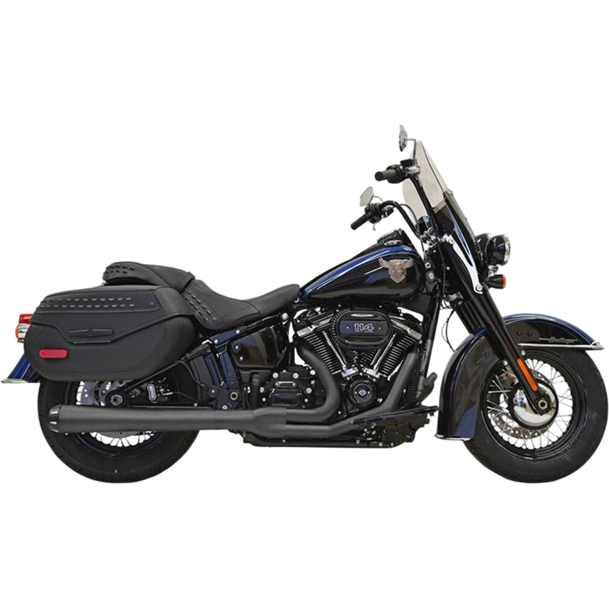 Bassani Xhaust 2-Into-1 Road Rage Exhaust System Black - 1S91RB For Harley Softail 2018-2024