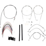 Burly Brand Complete Stainless Braided Handlebar Cable Brake Line Kit 18" Ape Hangers - B30-1081 For Harley Touring 2000-2006