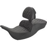 Saddlemen Roadsofa™ Lattice Stitched Seat With Driver Backrest Black - 897-07-182BR For Harley Touring 1997-2007