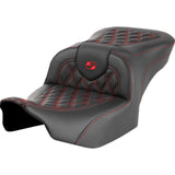 Saddlemen Roadsofa™ Lattice Stitch Seat Without Backrest Red - 823-07-18204 For Harley Touring 2023-2026