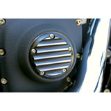 Joker Machine Points Cover Finned 5 Hole Black Anodized Silver - 02-99TC For Harley Motorcycles 1999-2017