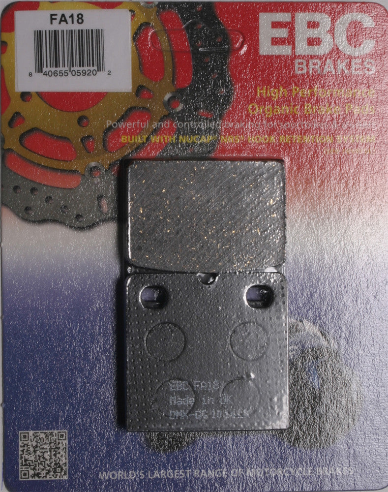 Ebc 15-18 FA18 BRAKE PADS FA18 ORGANIC