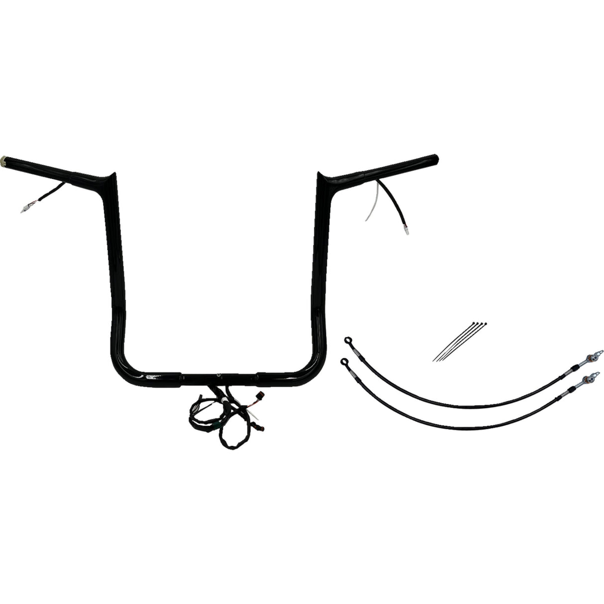 FAT Baggers INC. EZ Install Wired 1-1/4" Pointed Top Handlebar Kit 16" Black - 901216-B For Harley Touring 2014-2015