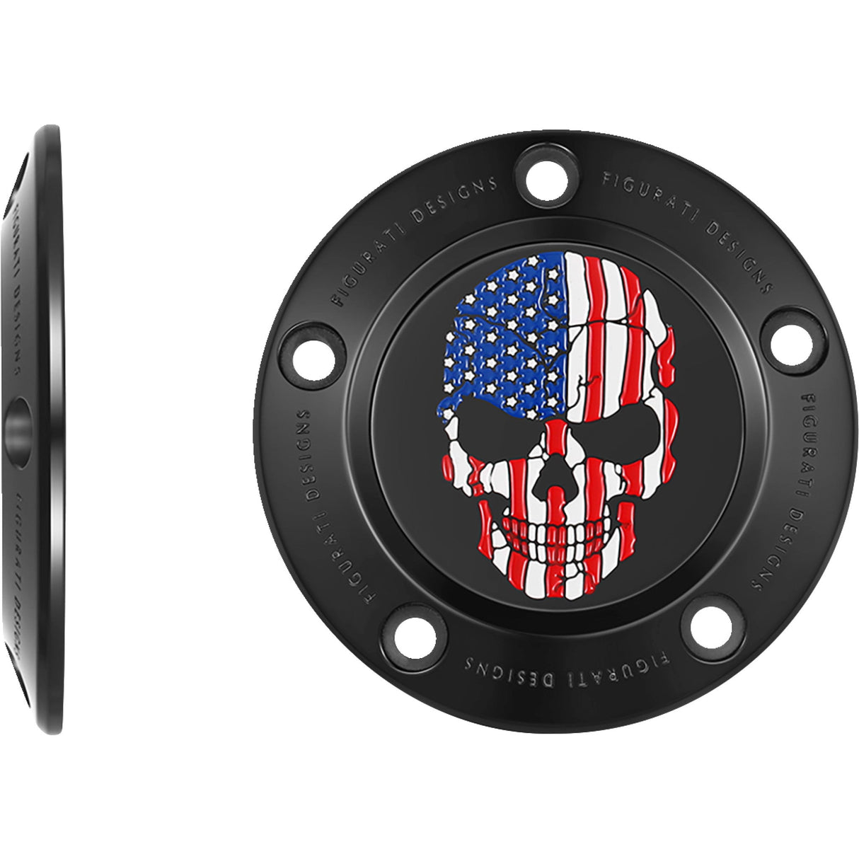 Figurati Designs Timing Cover 5 Hole Skull Black - FD25-TC-5H-BLK For Harley Motorcycles 1999-2017