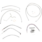 Burly Brand Complete Stainless Braided Handlebar Cable Brake Line Kit 15" Ape Hangers - B30-1118 For Harley Touring 2014-2016