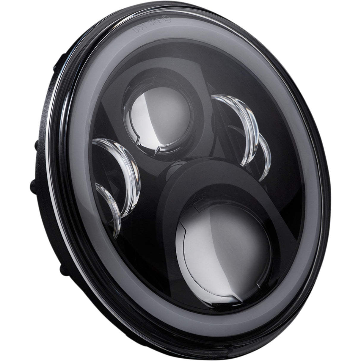 Custom Dynamics 7" Halo Headlamp With Touring Adapter 7" LED Black - CD-7-14-B For Harley Motorcycles 1984-2026