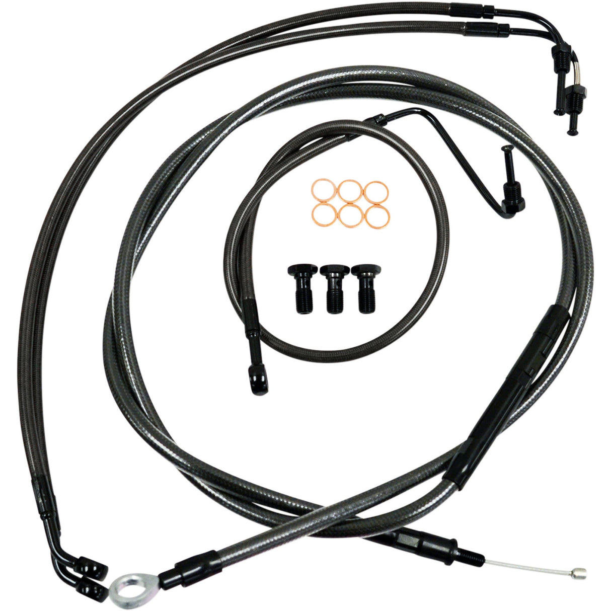 LA Choppers Standard Midnight Braided Handlebar Cable Brake Line Kit — Ape Hanger 12"-14" Ape Hangers - LA-8010KT-13M For Harley Touring 2008-2013