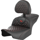 Saddlemen Honeycomb Roadsofa™ Seat With Backrest Honeycomb Red Stitch - 823-07-189B4 For Harley Touring 2023-2026