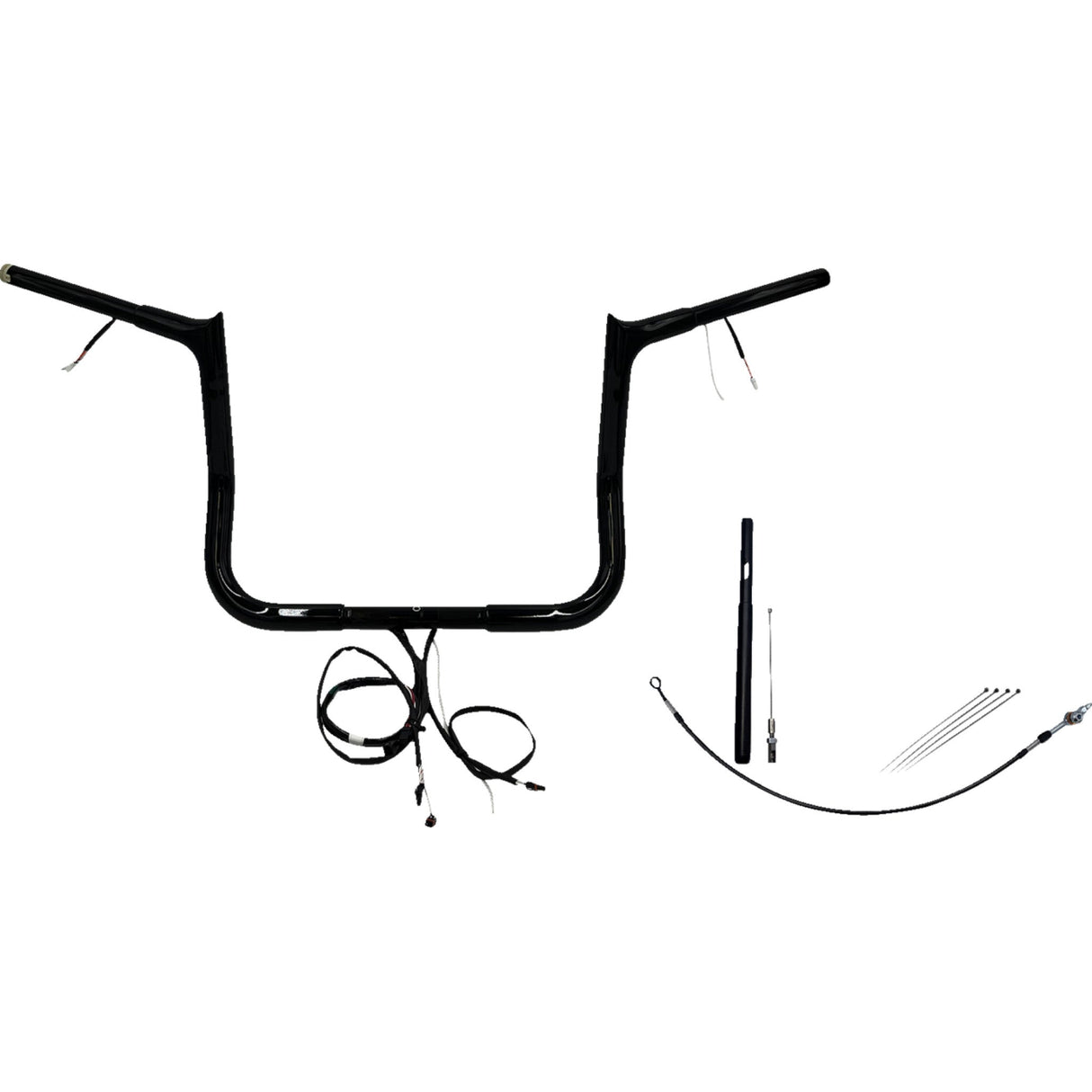 FAT BAGGERS INC. 0601-6147 912012-B EZ Install Wired 1-1/4" Pointed Top Handlebar Kit - 12" - Black
