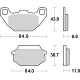 SBS HF Street Ceramic Organic Brake Pads - 749HF For Kymco ATV/UTV Models 2002-2010 | SYM 125 / 200 2004-2012