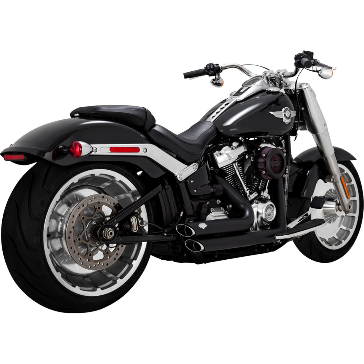 Vance & Hines Shortshots Staggered Exhaust System Black - 47335-22 For Harley Softail 2018-2022