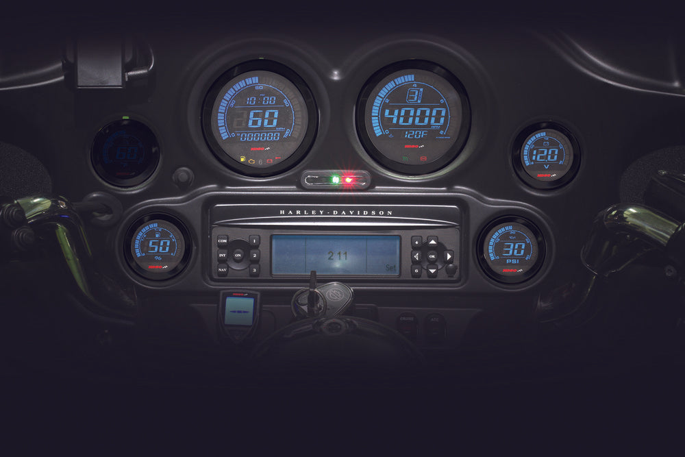 Koso North America 27-5795 BA050903 DIGITAL GAUGE CLUSTER BLACK BEZEL 04-13 FLHT AND FLTR