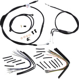 Burly Brand Complete Black Vinyl Handlebar Cable Line Kit For Ape Hangers 16" - B30-1015 For Harley Softail 2000-2006