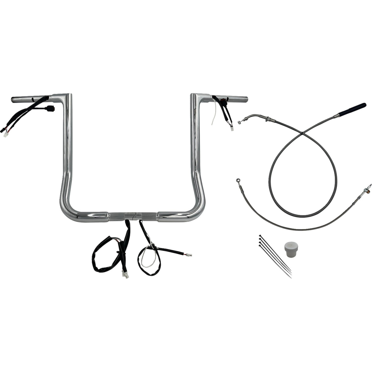 FAT Baggers INC. EZ Install Wired Handlebar Kit 1-1/4" Flat Top 16" Chrome - 749016 For Harley Street Glide 2023-2026