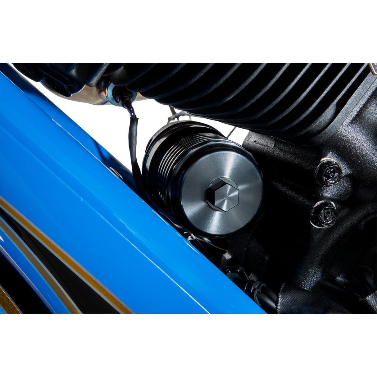 PC Racing Flo® "Spin-On" Oil Filter Black Anodized Aprilia BMW Buell H-D Moto Guzzi - PCS4B For Harley Motorcycles 1984-2026