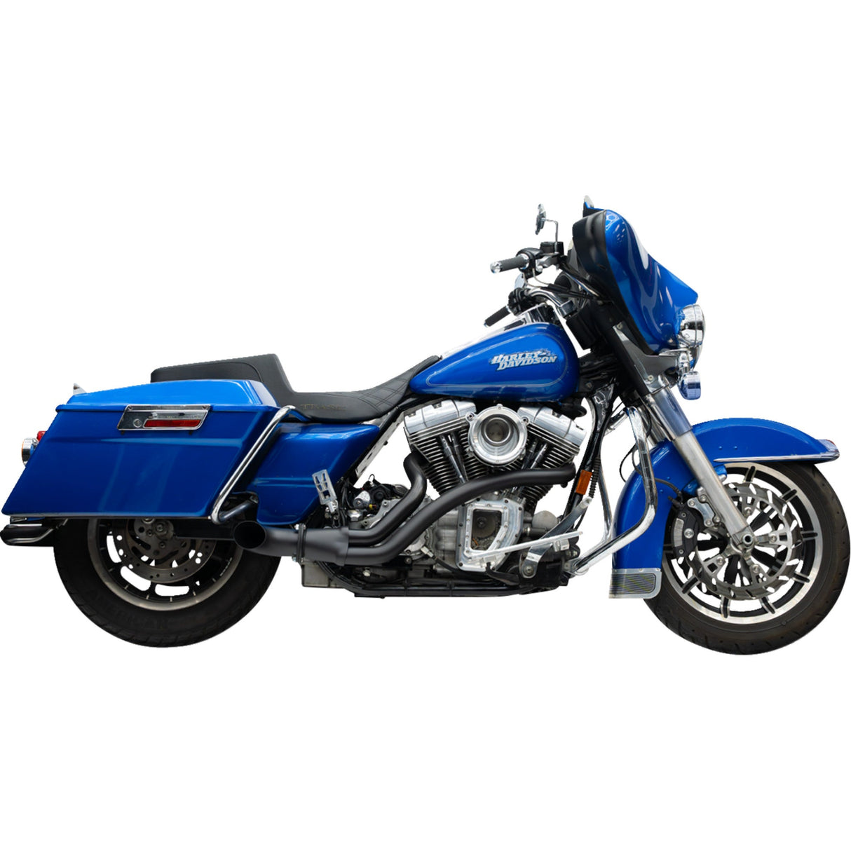 Trask 2-Into-1 BMF Exhaust System Twin Cam Black - TM-5745BK For Harley Touring 2000-2016