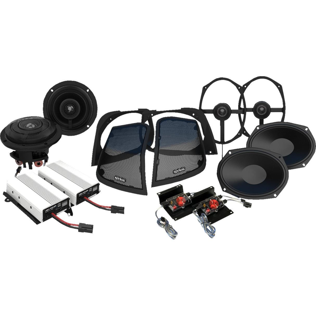 Wild Boar Audio Speaker And Amplifier Kit With Cut-In Lid Adaptors Fairing Saddlebag With Cut In - WBA RETRO 800.4SG For Harley Touring 2014-2024