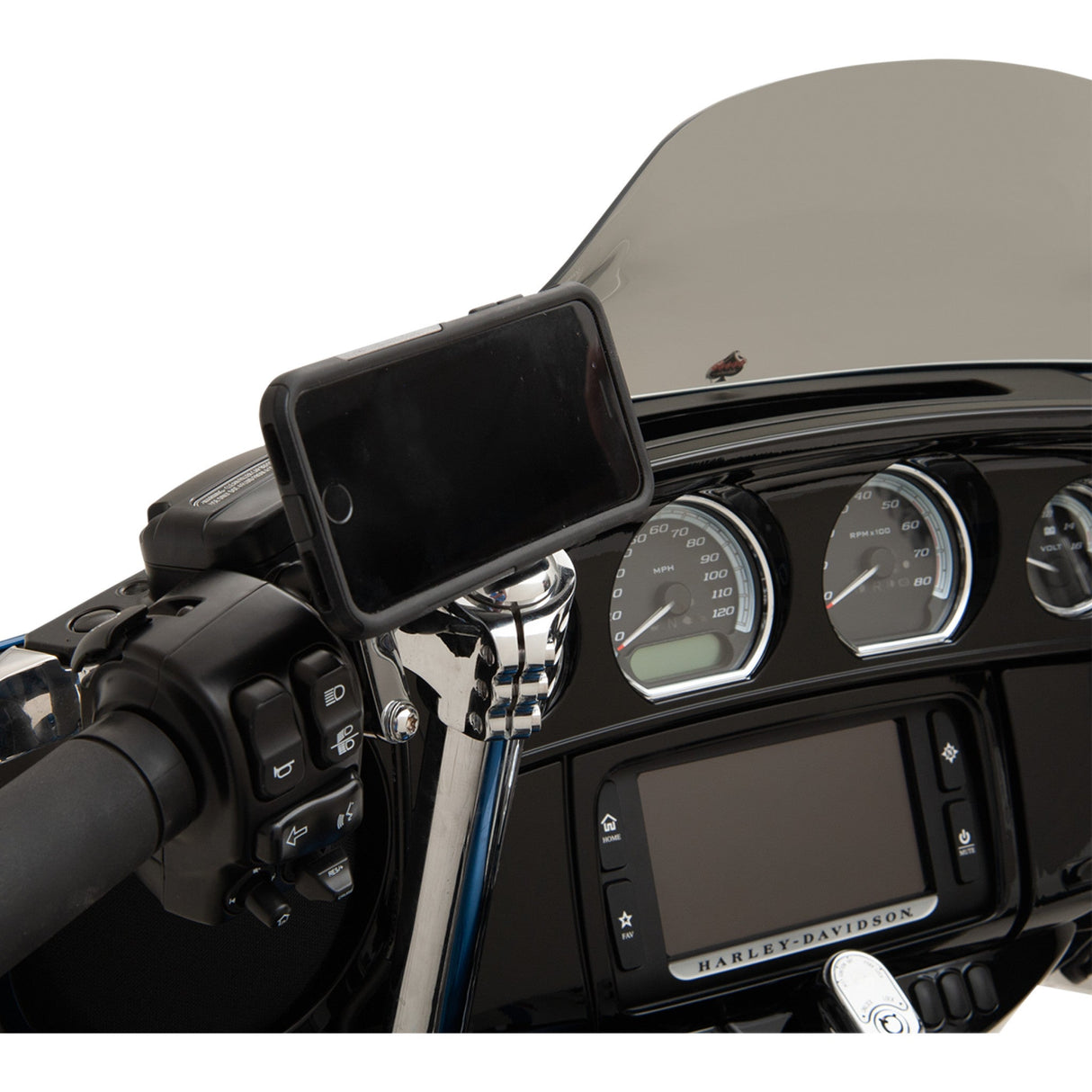 Klock Werks iOmounts™ Device Mount Switch Mount Chrome - KWD-01-0380 For Harley Motorcycles 1996-2026