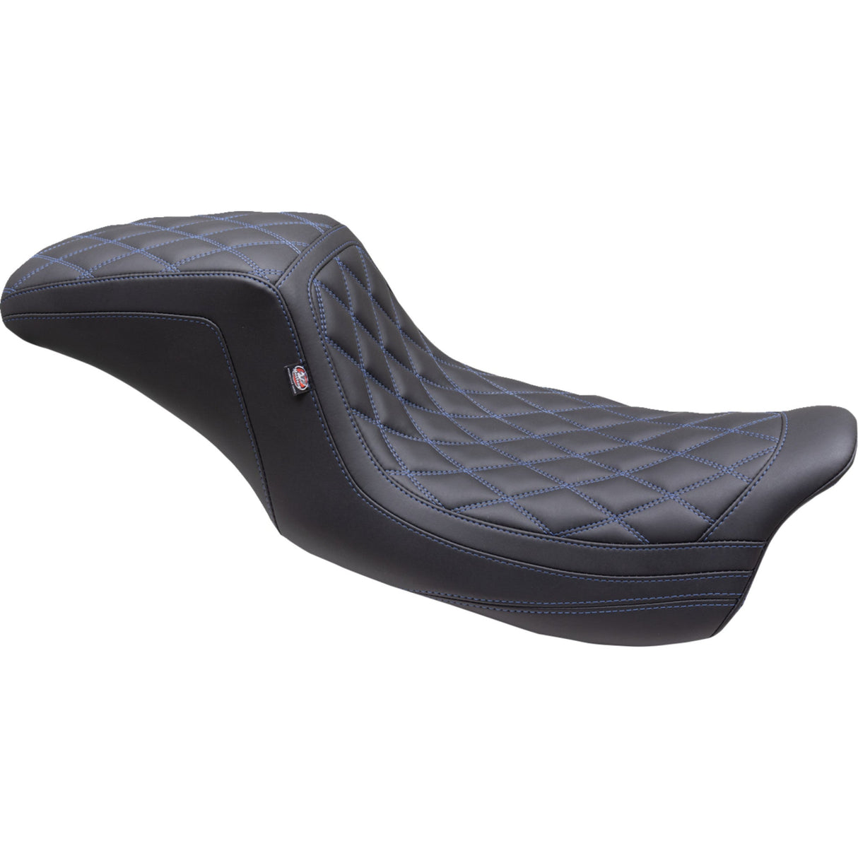 Mustang Double Diamond Squareback Seat Sky Blue Stitch - 75299SB For Harley Touring 2008-2025