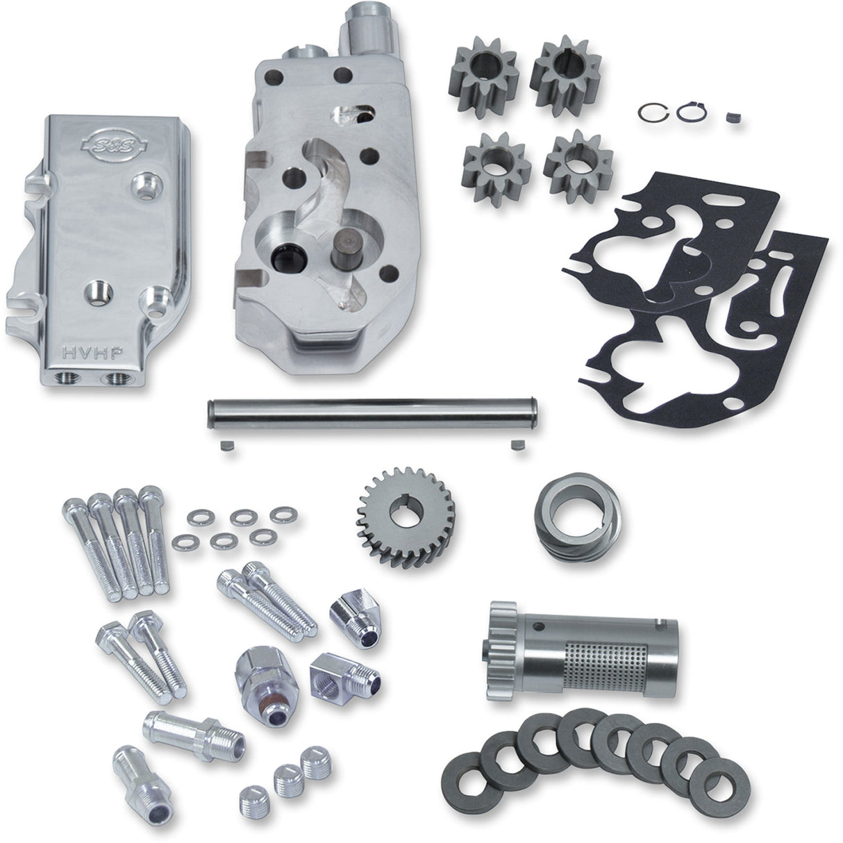 S&S CYCLE 0932-0188 31-6307 High Volume/High Pressure (HVHP) Polished Billet Oil Pumps - HVHP Oil Pump with Gears - Universal