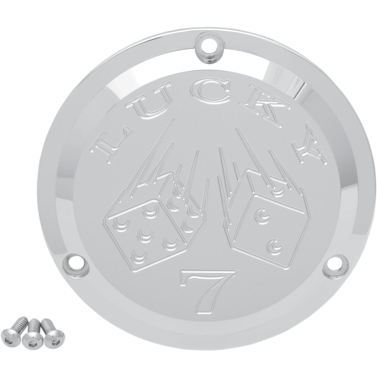 Joker Machine Billet Derby Cover Lucky 7 Chrome 3 Hole - 921017L For Harley Motorcycles 1970-1998