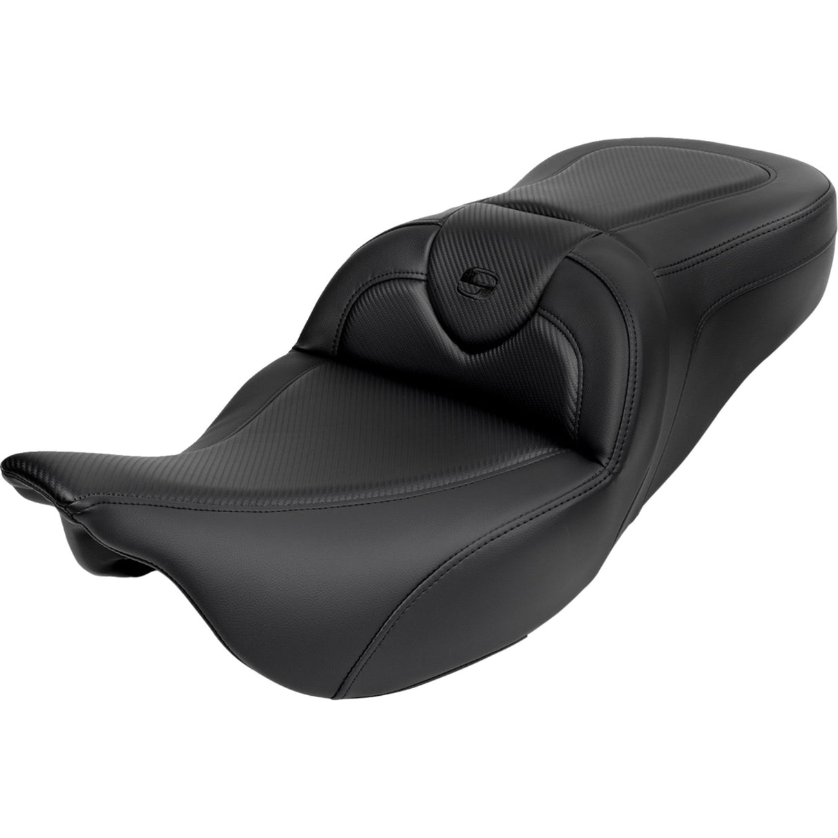 SADDLEMEN- 0801-1617 A808-07R-185BLK Roadsofa™ Standard Reach Seat-with Backrest - Carbon Fiber - Black Stitch - FL 08-19