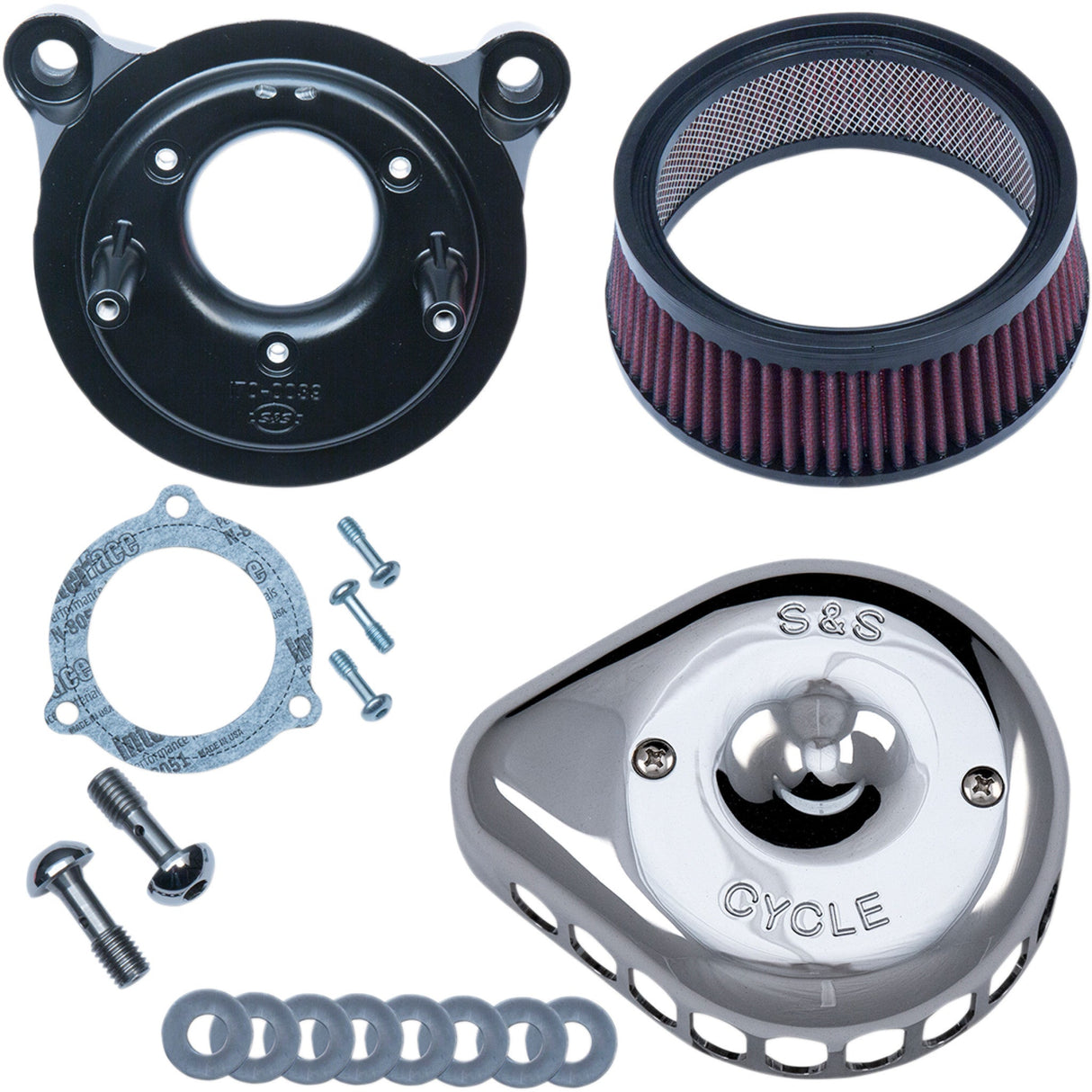 S&S Cycle Mini Teardrop Stealth Air Cleaner Kit Chrome - 170-0437 For Harley Motorcycles 2008-2017