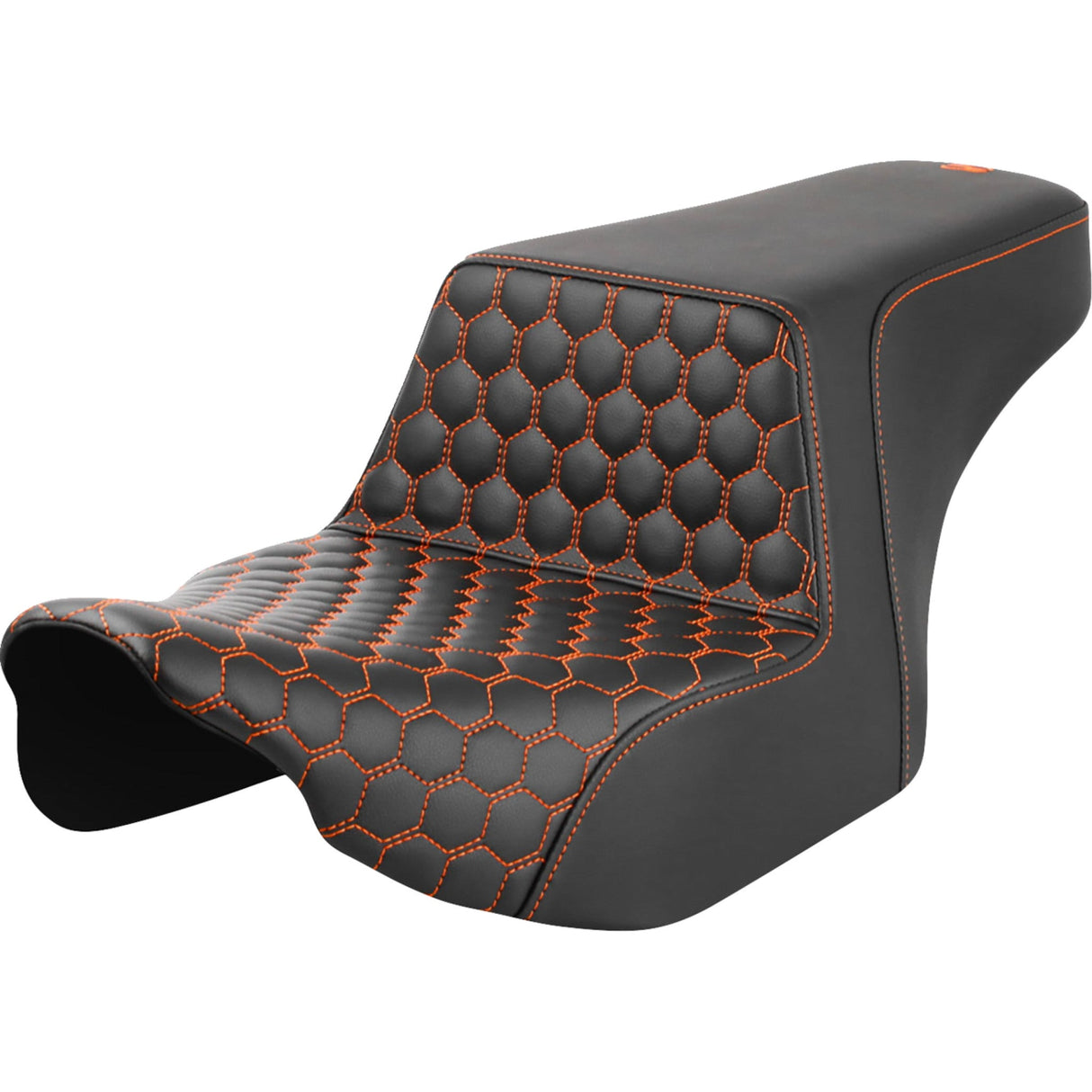 Saddlemen Honeycomb Step-Up Seat Front Honeycomb Orange Stitching - 823-07-17703 For Harley Touring 2023-2026