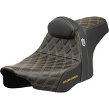 SADDLEMEN 0801-2013 SC82307DB7 Pro Series SDC Performance Grip Seat Pro Series SDC Performance Seat - Gold Stitching - w/ Backrest - FLT/FLH '23-'24