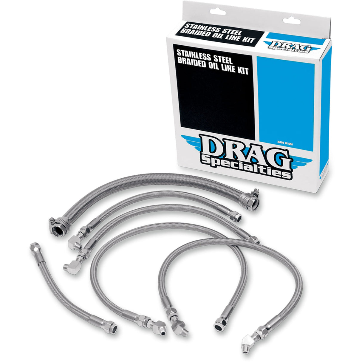 Drag Specialties Stainless Steel Braided Oil Line Kit Oil Line Kit Stainless Steel Softail - 0711-0034 For Harley Softail 1987-1989