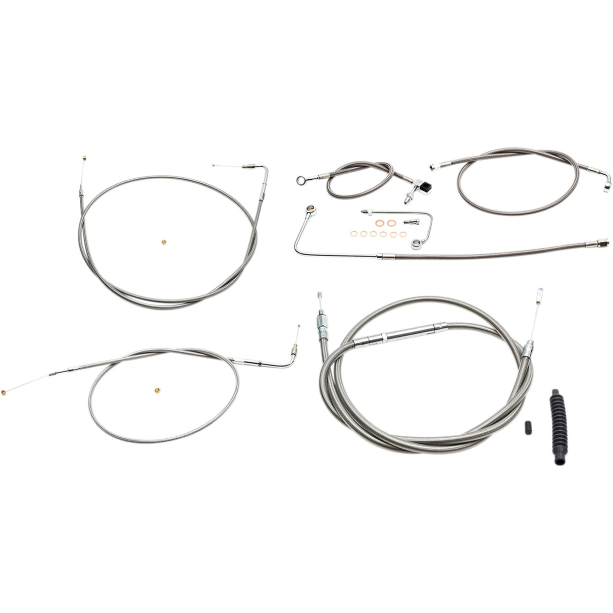 LA CHOPPERS 0610-1784 LA-8151KT-19 Standard Stainless Braided Handlebar Cable/Brake Line Kit - 18" - 20" Ape Hanger Handlebars - Stainless Steel