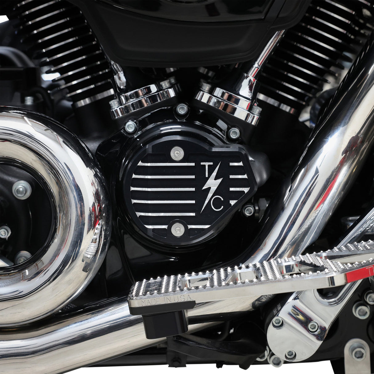 Thrashin Supply CO. Cam Cover Gen 2 Finned Twice Cut Black M8 - TSC-3029-4 For Harley Touring 2023-2026