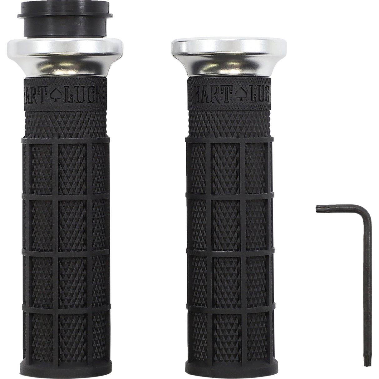 ODI Hart-Luck Signature V-Twin Lock-On™ Grips TBW Black Silver - V31HTW-BB-S For Harley Motorcycles 2008-2024