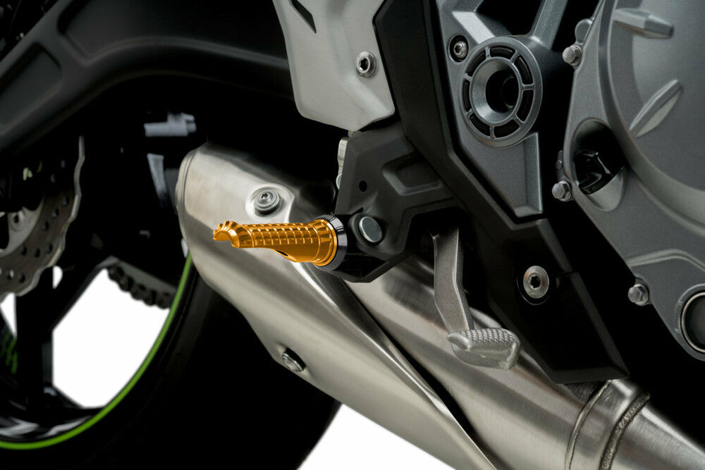 Puig Hi-Tech Parts Footpegs R-Fighter Gold - 9192O For Ducati Motorcycles 2008-2020 | Honda Motorcycles 2000-2021 | Triumph Motorcycles 2008-2021