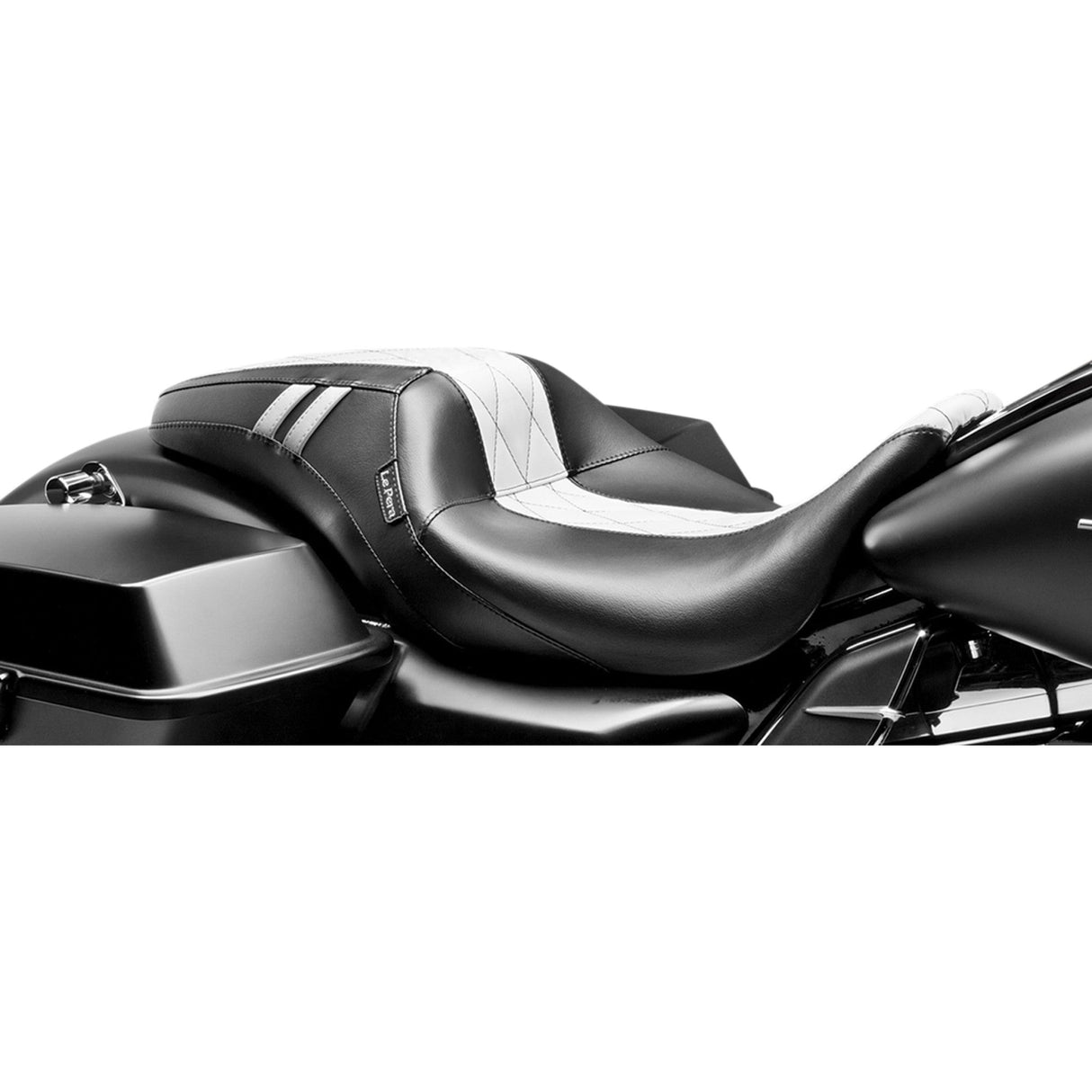 LePera Outcast GT Seat Full-Length Without Backrest Black Double Diamond With White Inlay - LK-987GT1 For Harley Touring 2008-2023