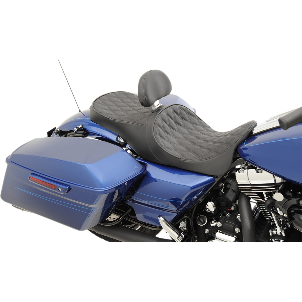 DRAG SPECIALTIES 0801-1011 Forward Positioned 2-Up Low Profile Touring Leather Seat Low Forward Touring Seat - Diamond - FL '08-'23