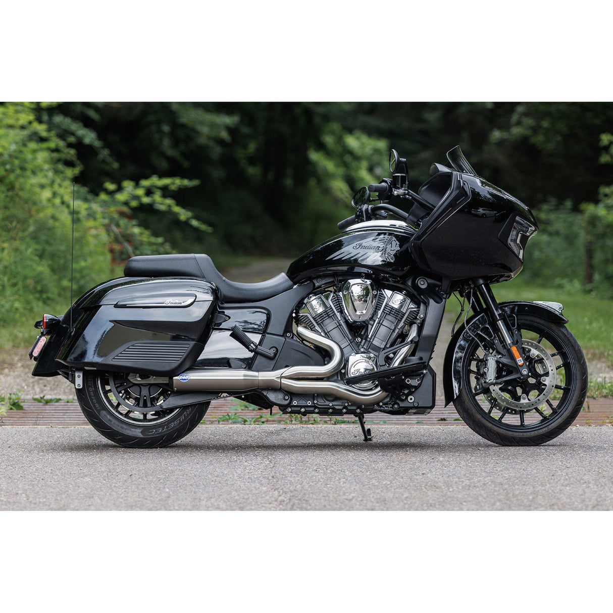 S&S Cycle 2-Into-1 Qualifier Exhaust System 50-State Brushed Stainless Steel - 550-1083 For Indian Challenger 2020-2023