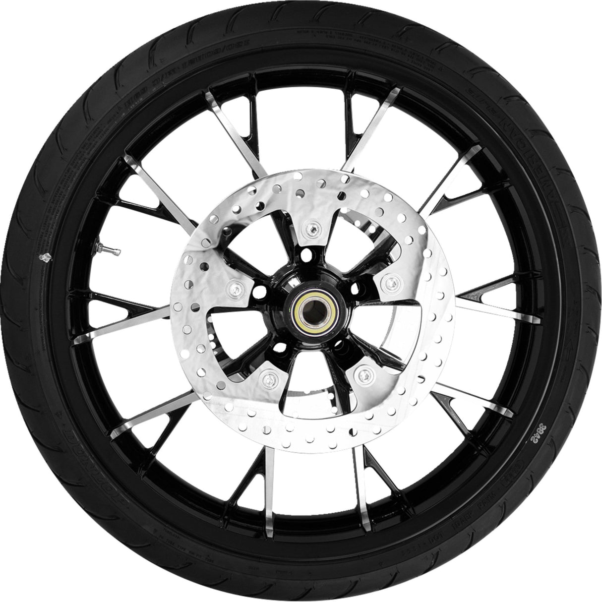 COASTAL MOTO 0335-0018 PKG-MAR213BC-ABST Marlin Wheel/Tire Combinations - Marlin Front Wheel - Black Cut (21") | Rotors (11.8") | Dunlop Tire (130/60B21)