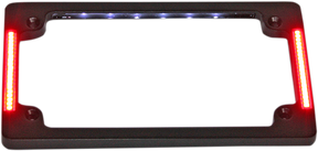 Tri-Horizontal Motorcycle Plate Frame with Flush-Mount LEDs and LED Plate Illumination