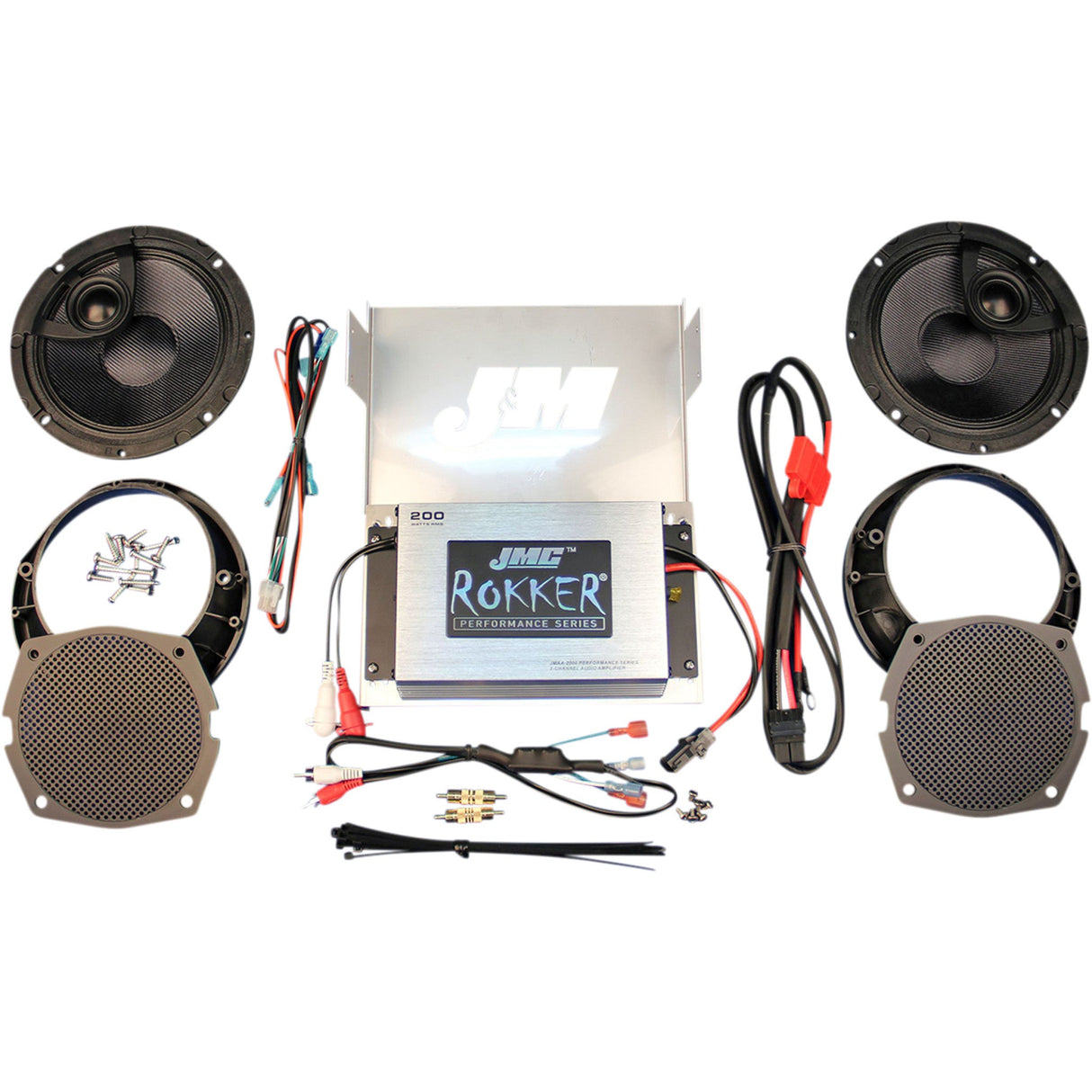 J & M JMC Rokker® 200W 2-Channel Amplifier And Speaker Kit - RPKT-200HC13 For Harley Touring 1998-2013