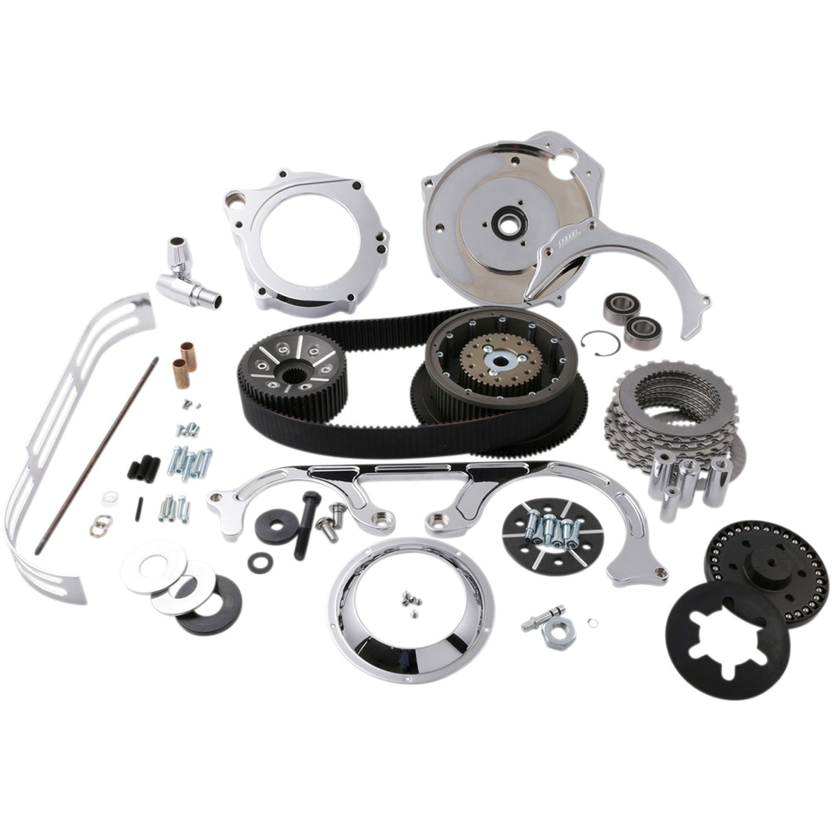 Belt Drives LTD. 2" Open Belt Drive Kit With 2-Piece Motor Plate 2" Chrome Big Twins - TC2PB-2-C For Harley Touring 2007-2016